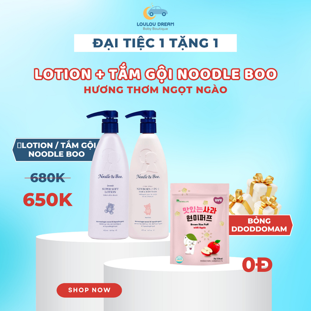Sữa tắm Noodle Boo 2in1 Mỹ an toàn và lành tính cho bé từ sơ sinh, dầu gội, dưỡng thể [SẴN-CHÍNH HÃNG]