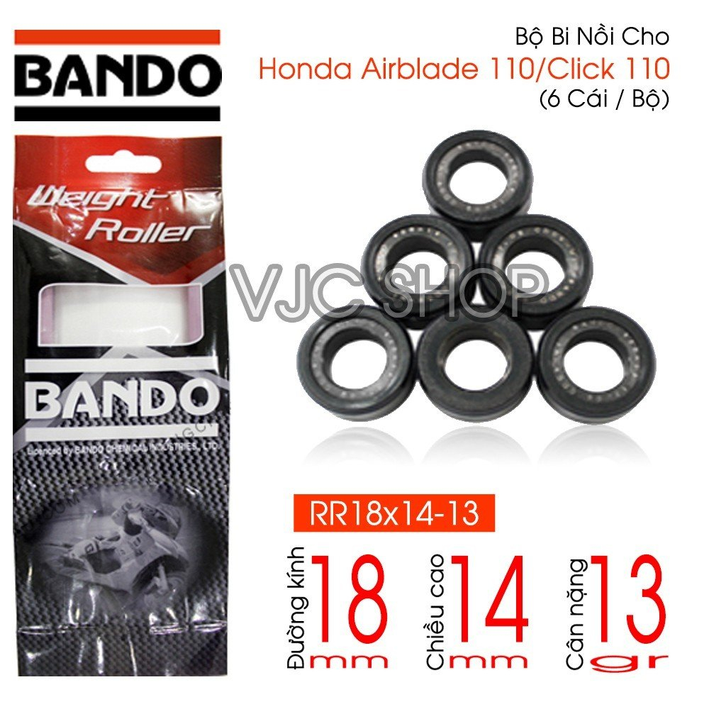 Bộ 6 bi nồi Bando cho xe Honda AirBlade 110/ Click 110 (13g)