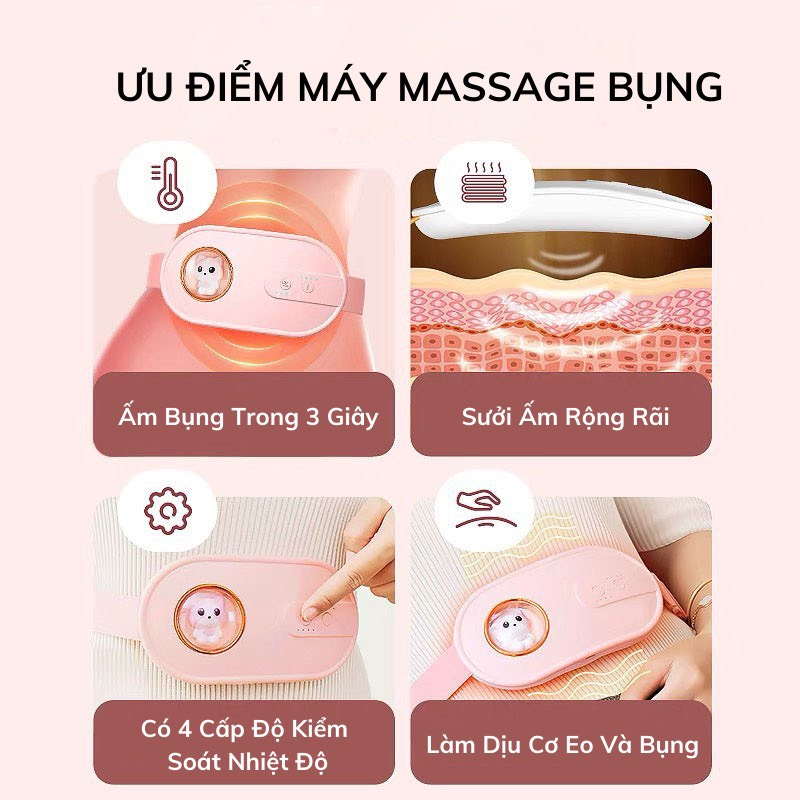 Máy Massage Bụng Kinh Kumo Đai Đeo Làm Ấm Giảm Đau Cho Phụ Nữ Đến Kì