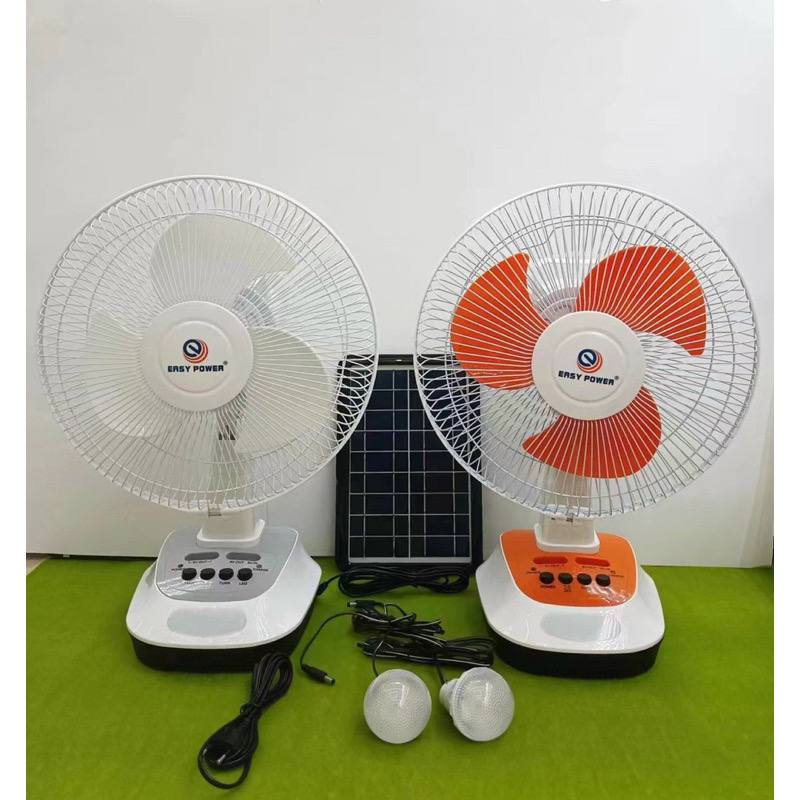 Quạt sạc tích điện kết hợp dùng năng lượng mặt trời Easy Power [TẶNG KÈM ĐÈN LED VÀ SẠC PIN NLMT ] - SOKANY OFFICAL