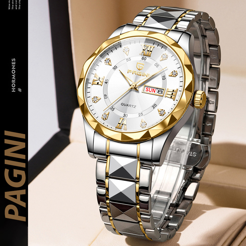 Đồng Hồ Nam Pagini PA3388 Máy Pin - Lịch Ngày & Lịch Thứ - Mặt Size 40mm - Chống Nước 3Atm