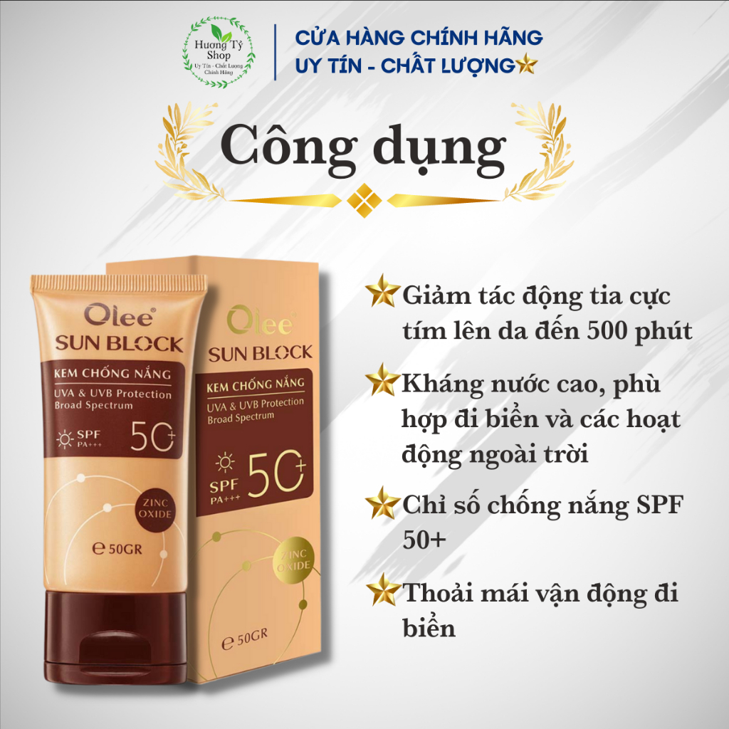 Kem Chống Nắng Olee Toàn Thân Chống Nắng Cực Cao SPF 50+ Tự Nhiên