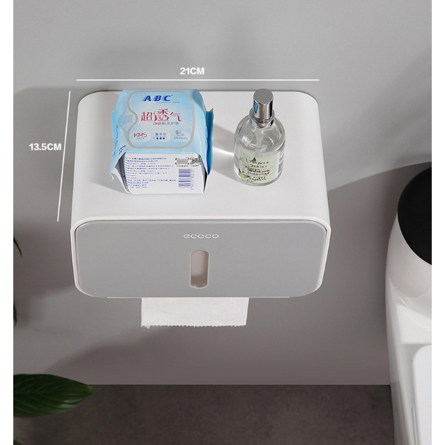 Hộp Đựng Giấy Nhà Tắm Ecoco - Giá Đựng Giấy Vệ Sinh Không Cần Khoan Tường Đi Kèm Miếng Dán