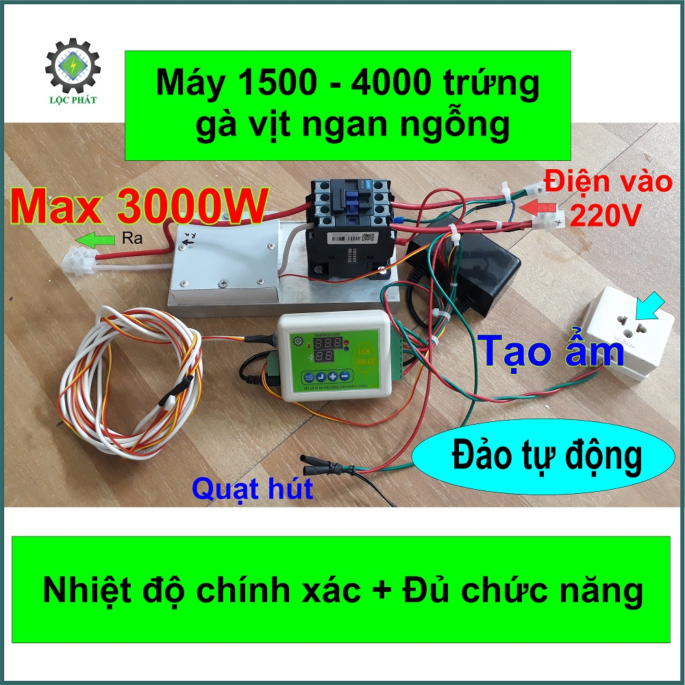 Bộ điều khiển máy ấp trứng Lộc Phát, làm máy 1500 – 4000 trứng gà vịt chim bồ câu DK1800