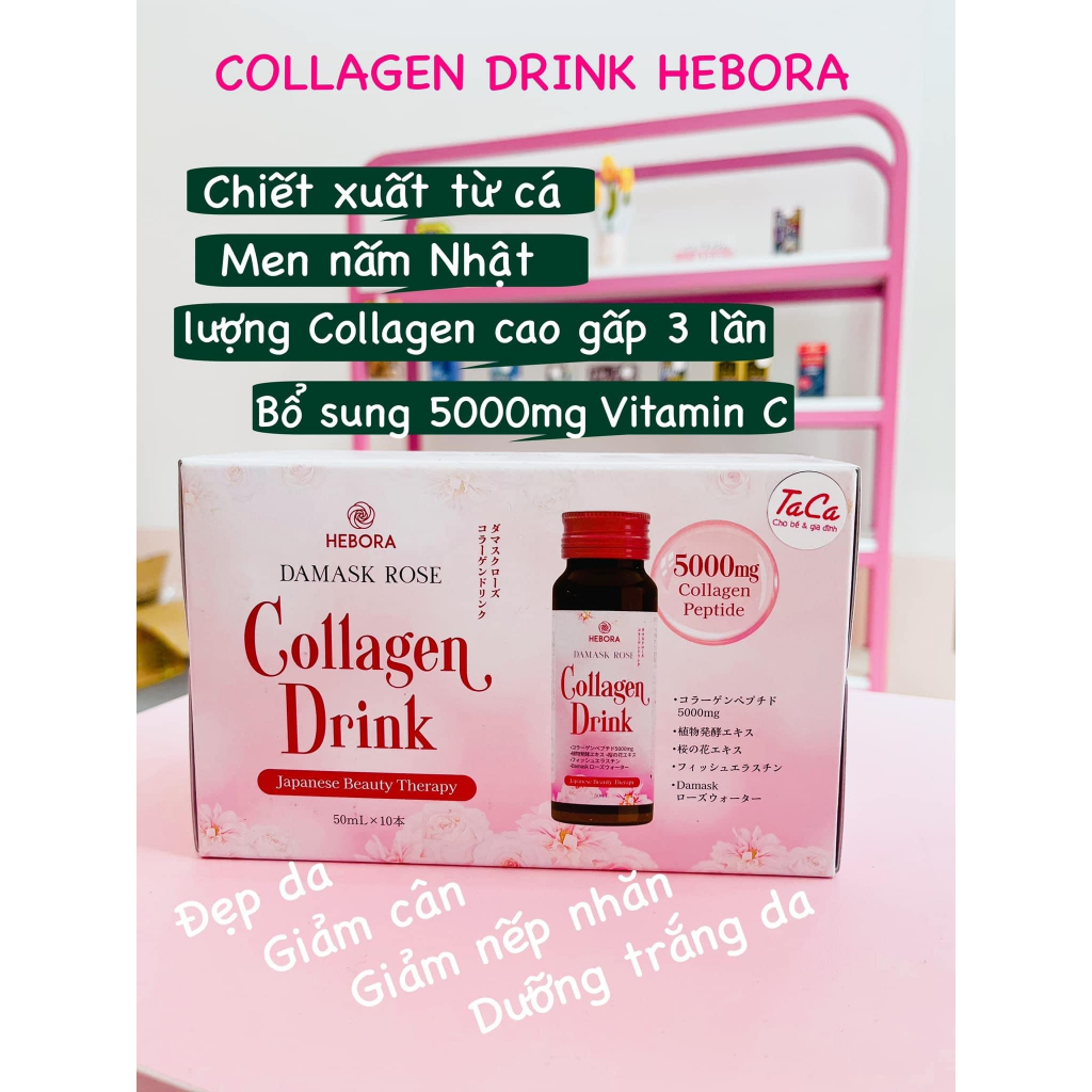Nước Uống Hebora Collagen Drink Nhật Bản Hộp 10 Chai - Giúp Da Khoẻ Đẹp -Căng Bóng