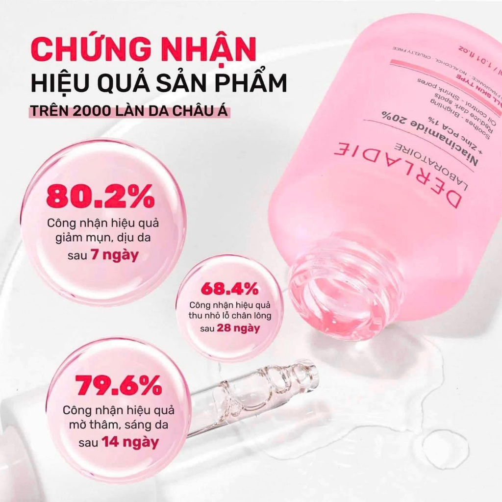 Serum giảm mụn Derladie Laboratoire Pore Tightening Ampoule Niacinamide 20% + Zic PCA 1% 30ml