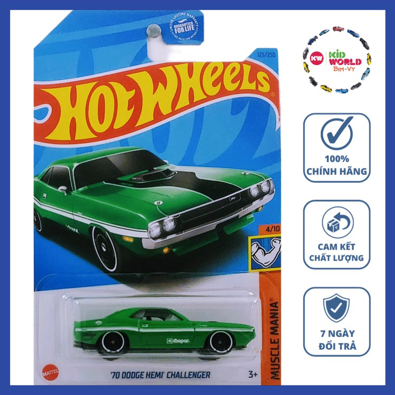 Xe mô hình Hot Wheels basic '70 Dodge Hemi Challenger HKJ55.