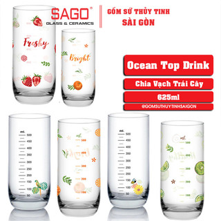 Ly Thủy Tinh Ocean Chia Vạch Top Drink 625 ml ,Nhập khẩu Thái Lan