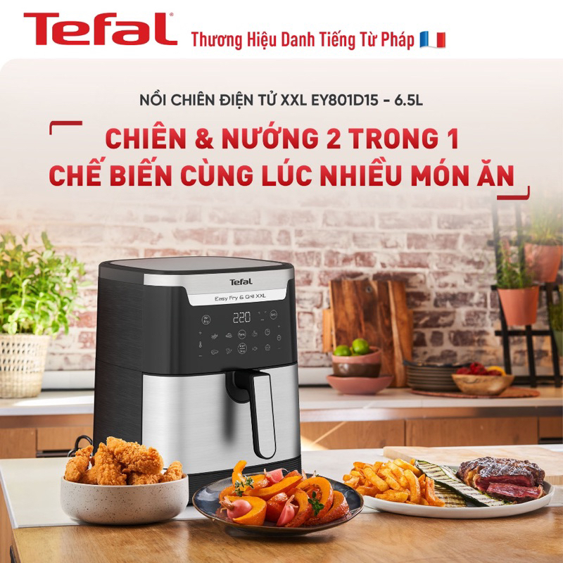 Nồi chiên không dầu Tefal 2in1 Easy Fry & Grill 6.5L EY801D15