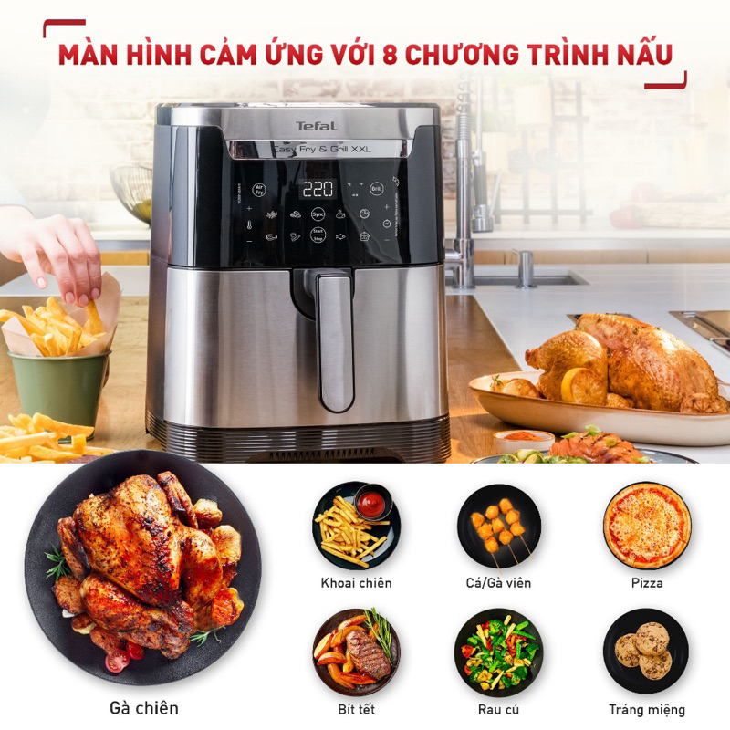 Nồi chiên không dầu Tefal 2in1 Easy Fry & Grill 6.5L EY801D15