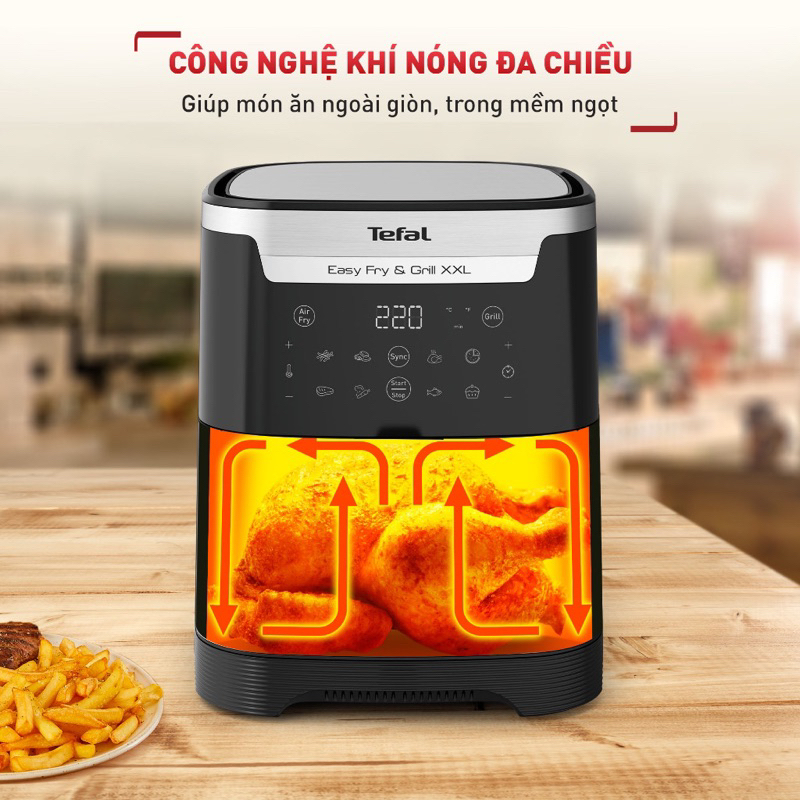 Nồi chiên không dầu Tefal 2in1 Easy Fry & Grill 6.5L EY801D15