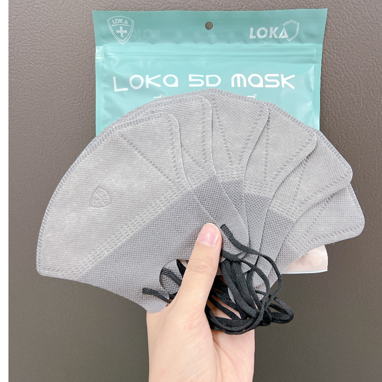 Thùng 100 chiếc Khẩu Trang 5D Mask LOKA Màu Xám Lạ Hottrend Unisex