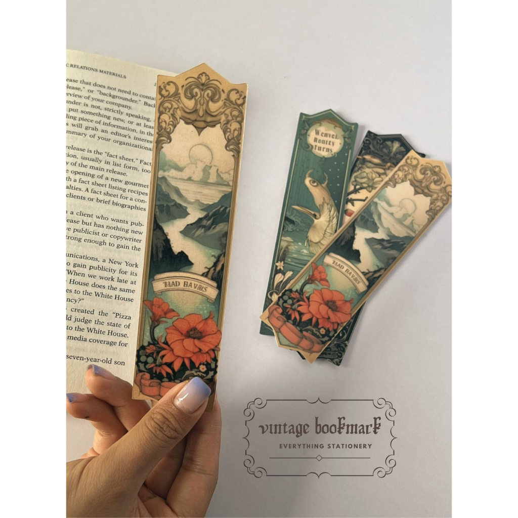 Bookmark Kẹp Sách Vintage | Thẻ Đánh Dấu Trang | Chống Nước Giấy Dày | Everything Stationery