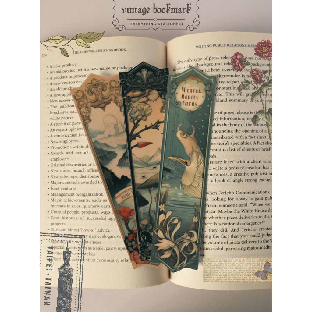 Bookmark Kẹp Sách Vintage | Thẻ Đánh Dấu Trang | Chống Nước Giấy Dày | Everything Stationery