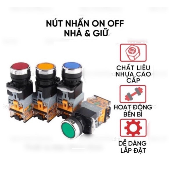 Nút Nhấn Nhả - Nút Nhấn Tự Giữ Không Đèn Phi 22 LA-38
