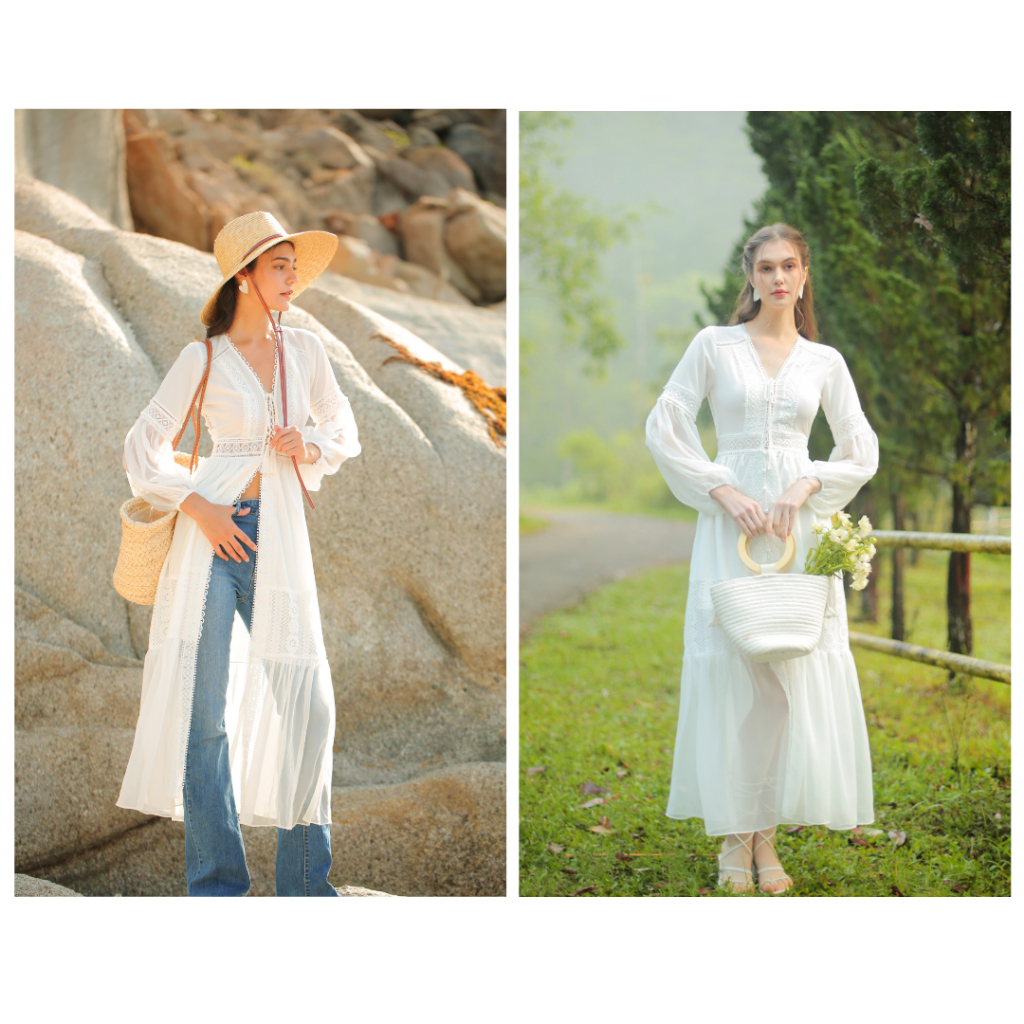 SÒ VINTAGE - JENNA Đầm dài phối ren