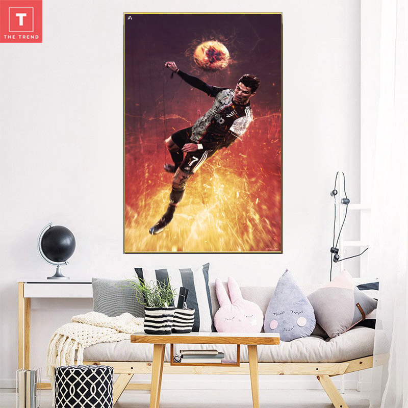 Tranh tráng gương Ronaldo CR7 khoác áo Juventus, tranh cầu thủ CR7 mặc áo Juventus, poster Ronaldo Juventus, poster CR7