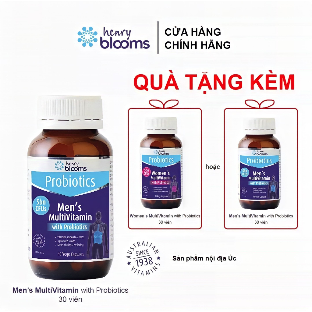 Vitamin tổng hợp cho nữ/nam Henry Blooms Women/Men's Multivitamin Probiotics