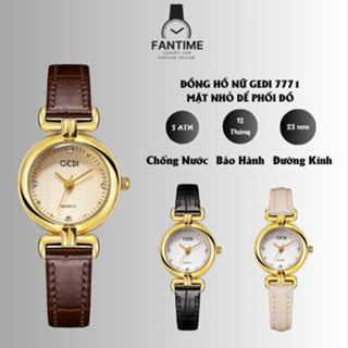 Đồng Hồ Nữ Chính Hãng Phong Cách Cổ Điển Vintage Dể Phối Đồ Dây Da 23mm Chống Nước Tốt Bảo Hành 12 Tháng Gedi 7771
