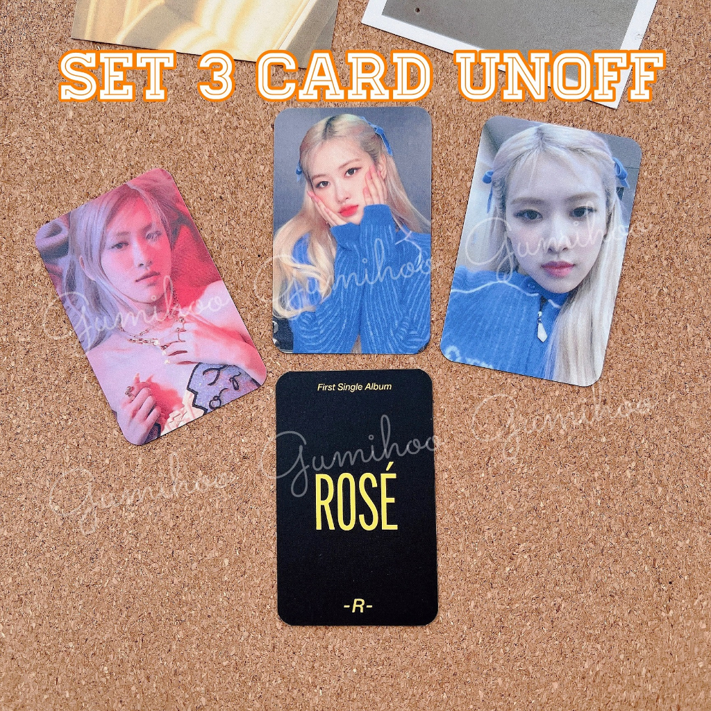 (UNOFF) Set 3 Card Rosé ôm má bo góc cán 2 mặt thành viên Blackpink Gumihoo