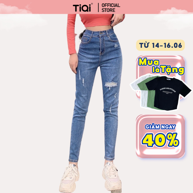 Quần Jean Skinny Nữ Lưng Cao Vải Denim Co Giãn TiQi Jean G1-515
