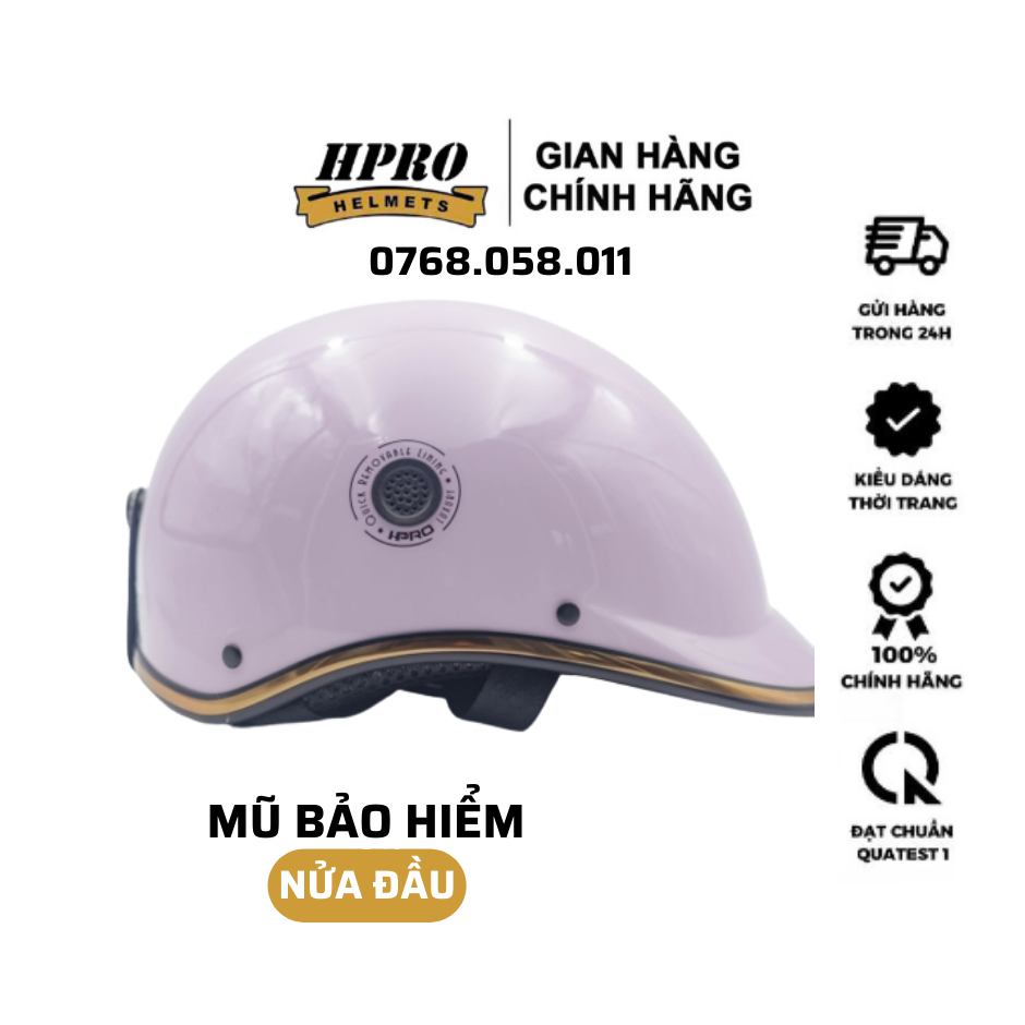 Mũ Bảo Hiểm HPRO Bóng Mỏ Liền Chính Hãng,Nhiều Màu Để Lựa Chọn, Phù Hợp Cho Cả Nam Và Nữ, An Toàn, Thời Trang