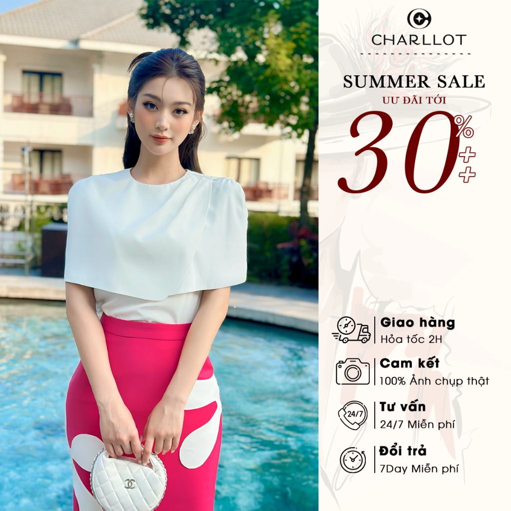 Set Đồ Nữ Thiết Kế Cao Cấp CHARLLOT Aura Lụa Tằm Mềm Mịn Mát Sang Trọng Tôn Dáng Đi Làm Đi Tiệc CL30