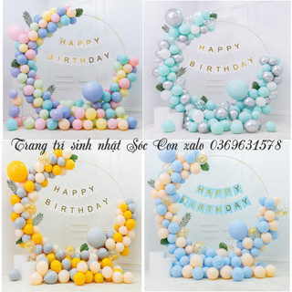 Set bóng trang trí sinh nhật cho bé gái bé trai kèm khung tròn, set trang trí tone màu pastel đẹp, trang trí sinh nhật