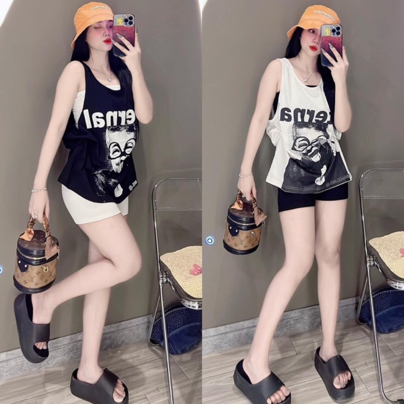 Set tank top 3 chi tiết: áo tank top + quây + legging