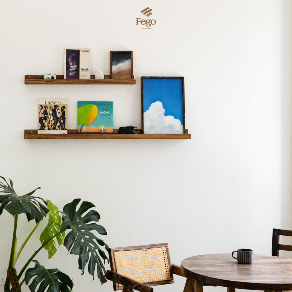 Kệ trưng bày tranh ảnh âm tường gỗ thông tự nhiên FEGO dành cho phòng khách và phòng ngủ
