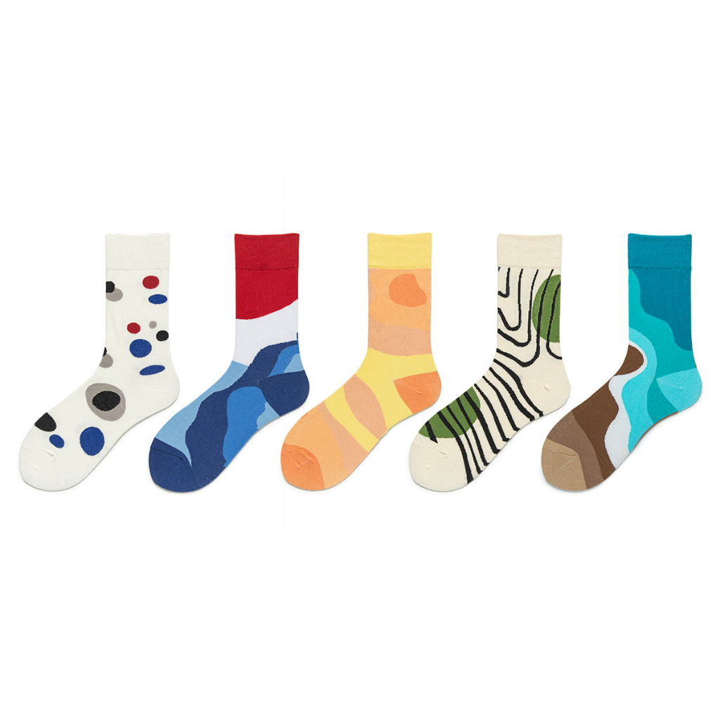 Vớ cổ cao Nam nữ Cá tính Họa tiết Trượt Patin Tất dài cao cổ Cao cấp Chất dày dặn Cotton Thời trang