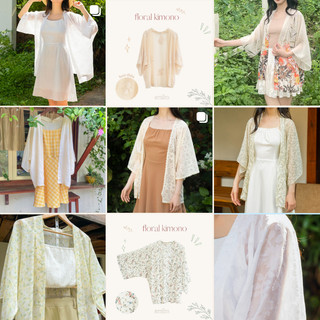 Áo khoác Kimono voan hoạ tiết hoa Betterista, khoác đi biển và hàng ngày, freesize tới 80kg