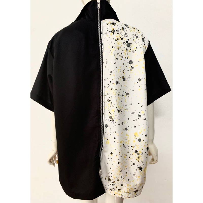 Áo Khoác Sơ Mi Unisex Form Rộng Oversize Ngắn Tay Kéo Khoá Lưng DESTRUCTION Hàng Local Brand Siêu Đẹp Kimono Nam Nữ