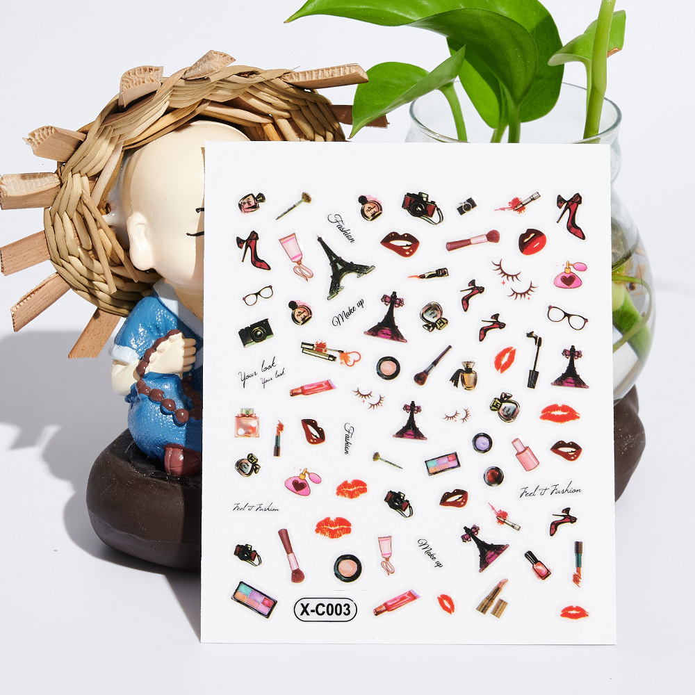 Sticker dán móng tay / Miếng dán trang trí móng tay họa tiết chó mèo dễ thương