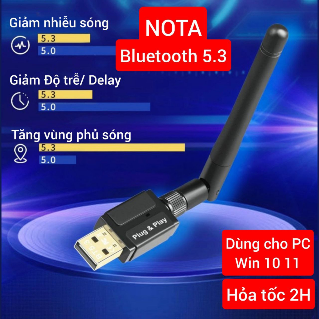 [Hỏa Tốc] Usb Bluetooth 5.3 5.1 5.0 WiFi 5G kết nối thiết bị Chuột Loa Tai nghe Bàn phím, dùng cho Máy bàn Laptop PC
