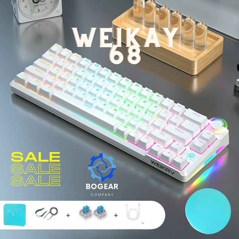 Bàn phím cơ WEIKAY 68 phím có núm , led , có hotswap giá rẻ nhất cho anh em dùng phím custom