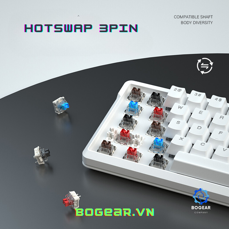 Bàn phím cơ WEIKAY 68 phím có núm , led , có hotswap giá rẻ nhất cho anh em dùng phím custom