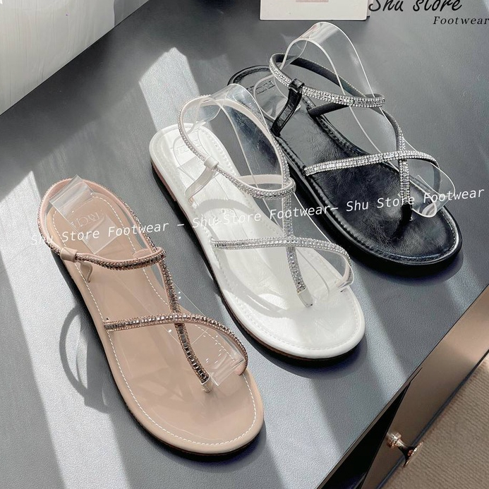 Shu Store | Sandal đế bệt quai đá xỏ ngón thời trang mới xinh xắn dành cho nữ