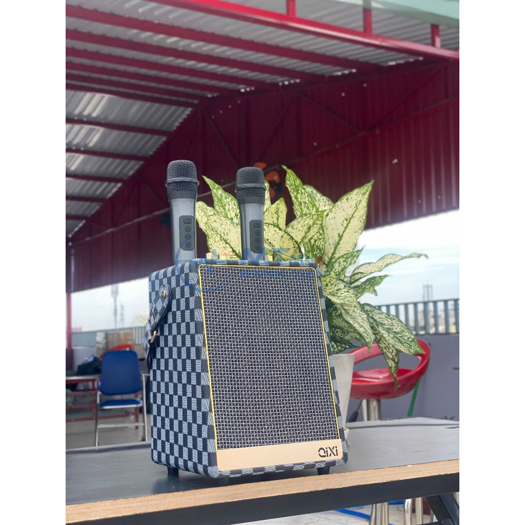 Loa Bluetooth Karaoke Qixi SK2050 - Bass Êm Pin 3.600mAh Kèm 2 Micro Không Dây