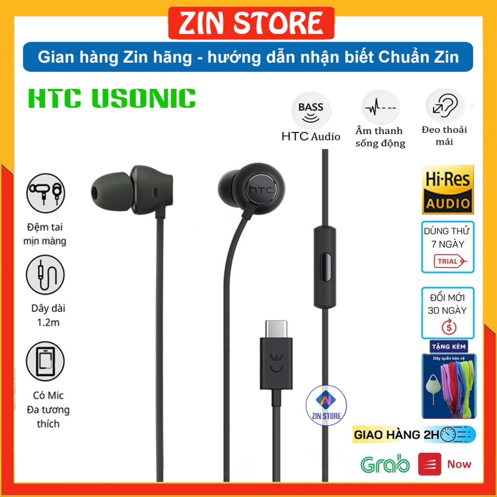 Tai nghe HTC Usonic U11/ U11+ / U12+, chân Type- C  - Hàng Zin Hãng Bass ấm sâu rất em, nghe siêu hay