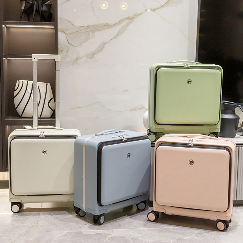 Vali du lịch 18inch LALAHOME mẫu 2023 có giá đỡ điện thoại, khay để cốc và móc treo đồ, cổng sạc USB khóa TSA hải quan