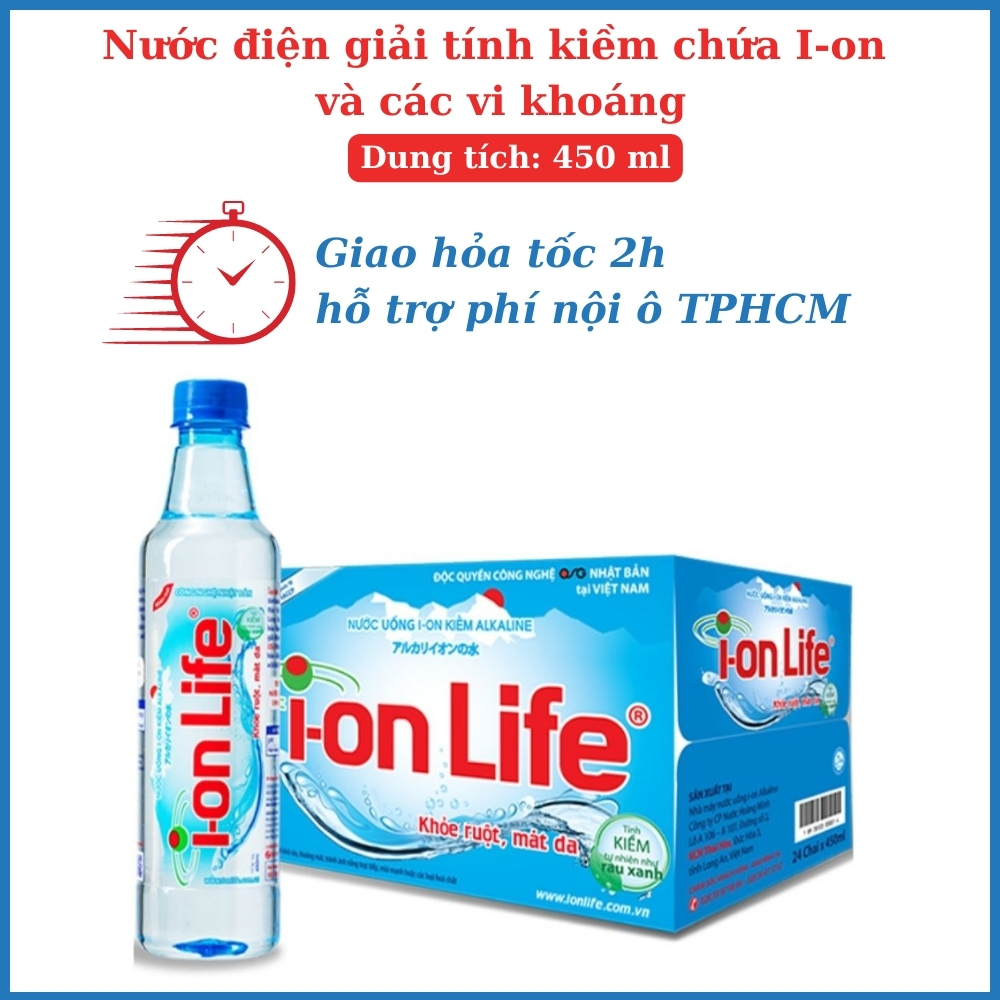 Nước uống điện giải kiềm I-on Life Alkaline 450ml thùng 24 chai chứa các vi khoáng chất lượng Nhật Bản - giao hỏa tốc SG