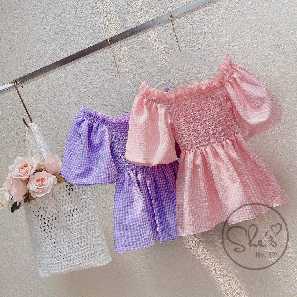 Áo Babydoll Trễ Vai Nhún Tay Phồng