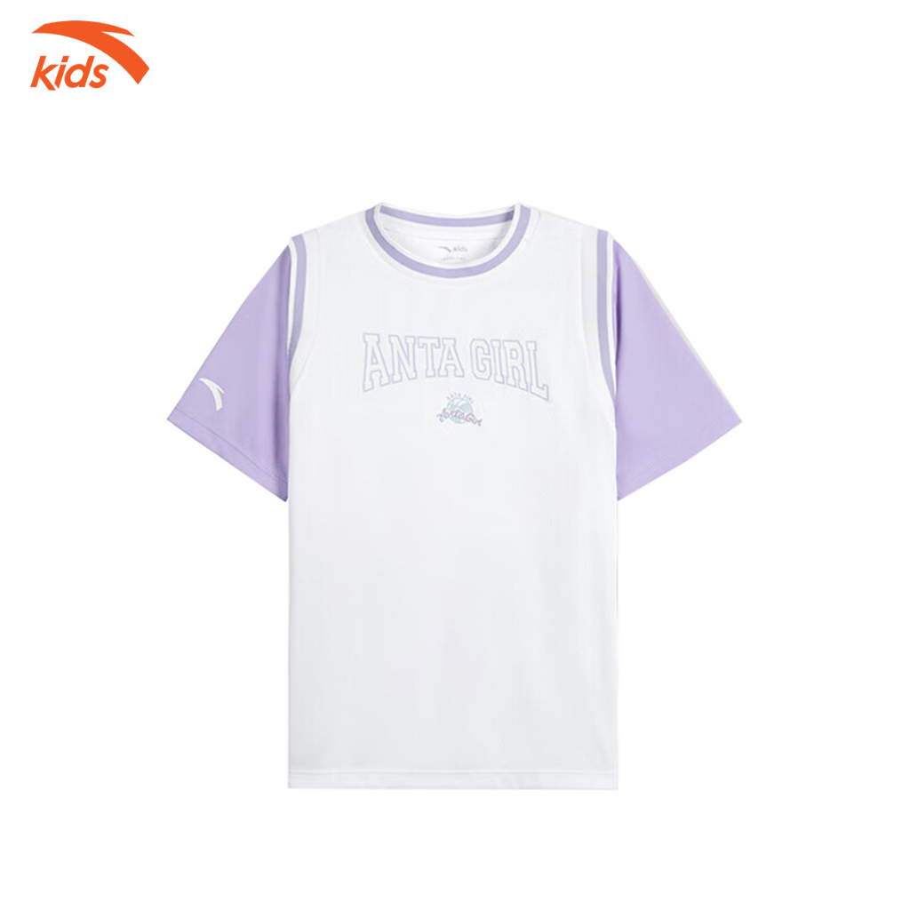 Áo phông thể thao bé gái Anta Kids dòng bóng rổ, vải cotton, thoáng khí W362328142