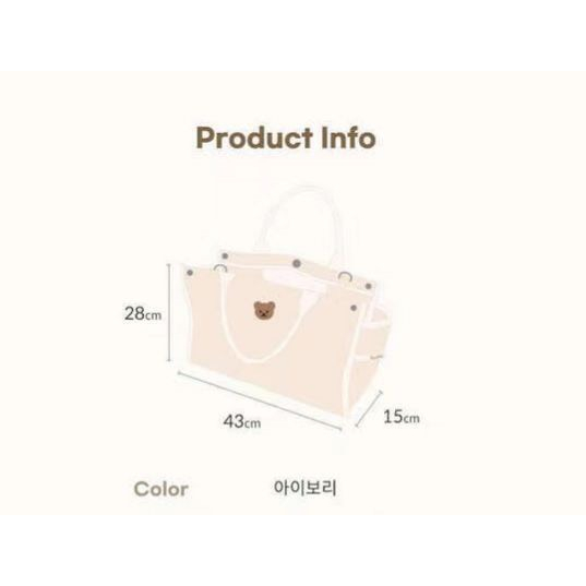 SIZE TO - Túi Bỉm Sữa Đeo Vai Thêu Gấu Đa Năng Kích Thước 43*28*15cm