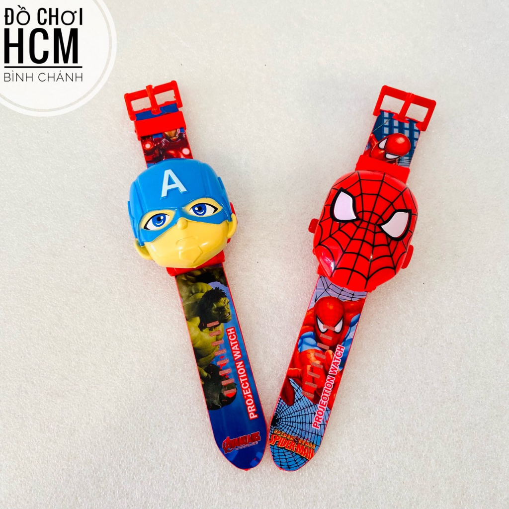 Đồ chơi trẻ em đồng hồ đeo tay siêu anh hùng, công chúa elsa, doremon, spider man, captain american BH189-2