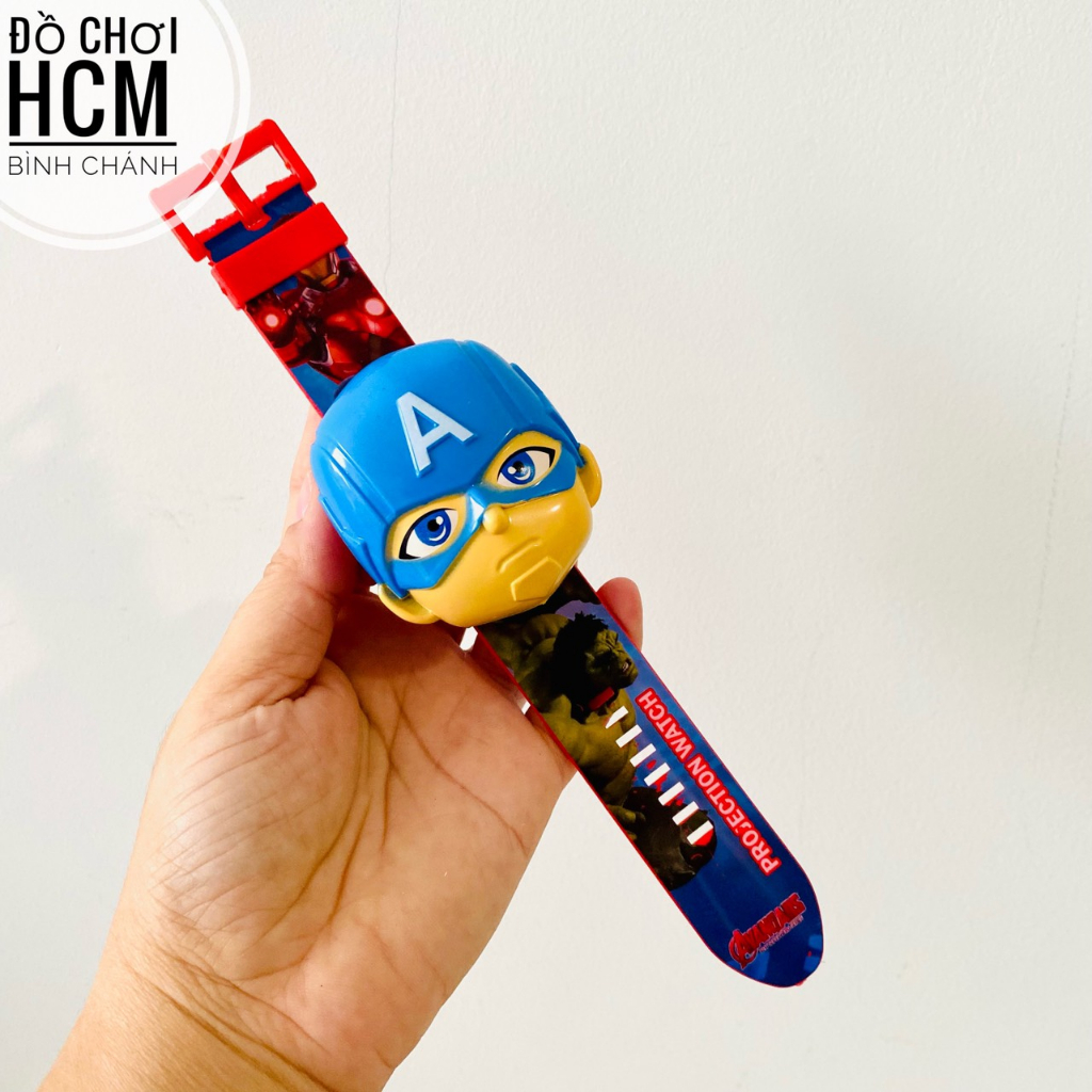 Đồ chơi trẻ em đồng hồ đeo tay siêu anh hùng, công chúa elsa, doremon, spider man, captain american BH189-2