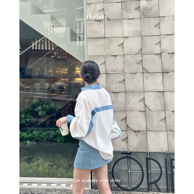 Áo Sơ Mi Viền Denim STRIPED DENIM SHIRT | 𝐭𝐡𝐞𝐥𝐞𝐭𝐲