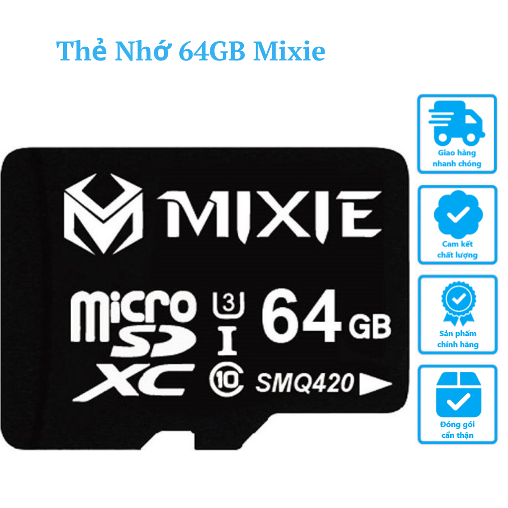 Thẻ Nhớ Micro SD Mixie 64Gb 95MB/S Class 10,Thẻ nhớ camera, Thẻ nhớ điện thoại - hàng chính hãng