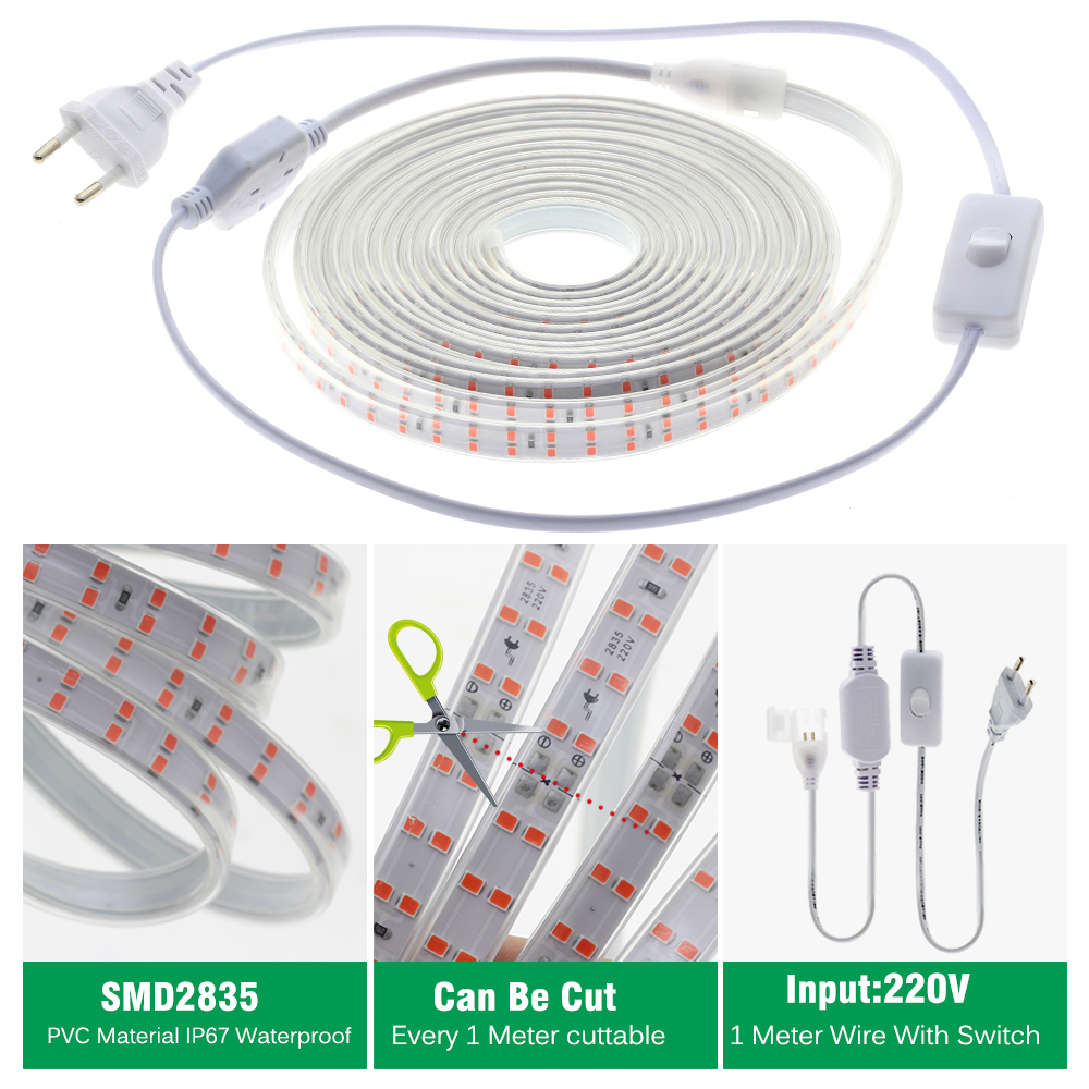 Đèn LED Trồng Cây Trong Nhà Có Thể Uốn Cong 220V 180D Đèn Led Kích Thích Tăng Trưởng Cho Cây Trồng 2/3/4/5/6/8/10/15M